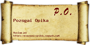 Pozsgai Opika névjegykártya